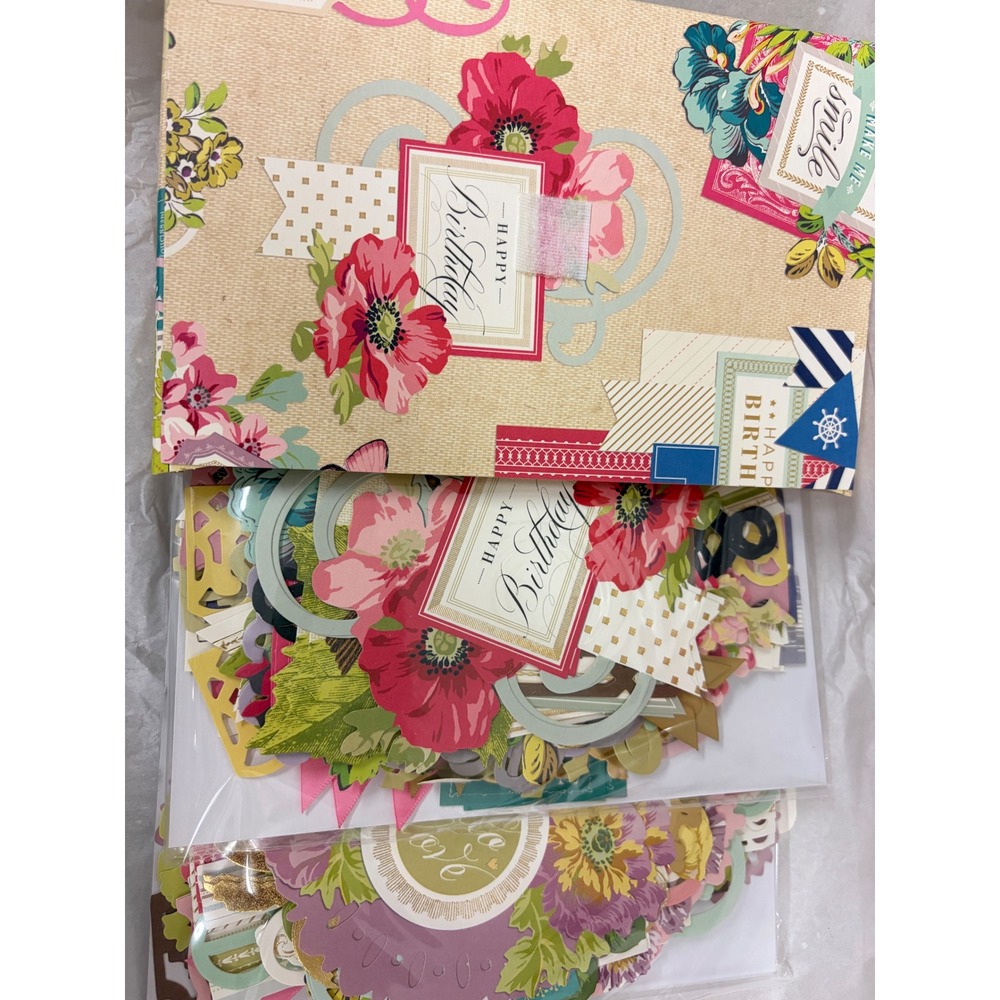 Anna Griffin Charming Collage Card Toppers 3 100 Cardstock Die Cuts Floral Craft